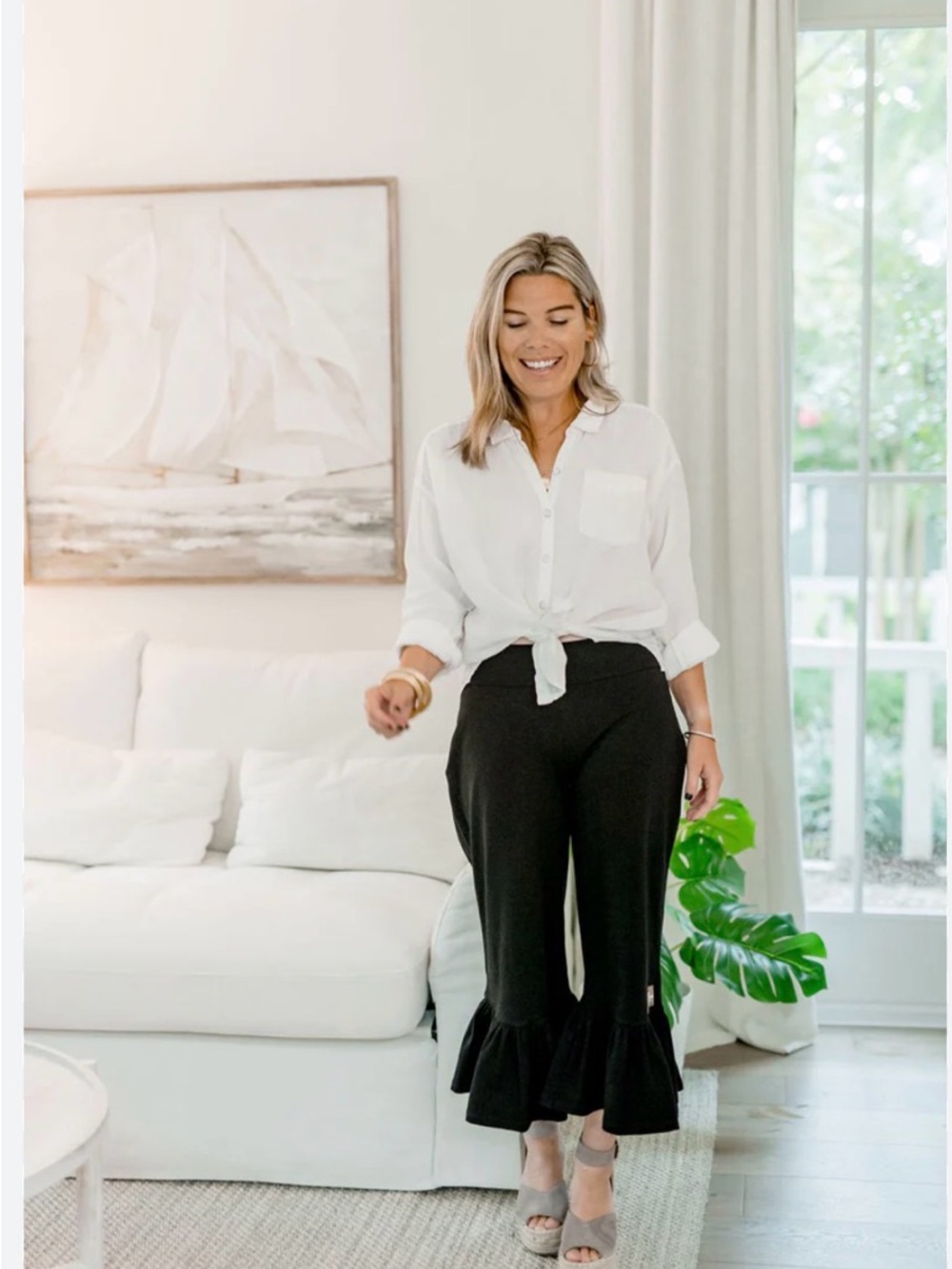 Matilda Jane Taupe Ruffle Hem Wide-Leg Skirted Pants - Picture 4 of 4